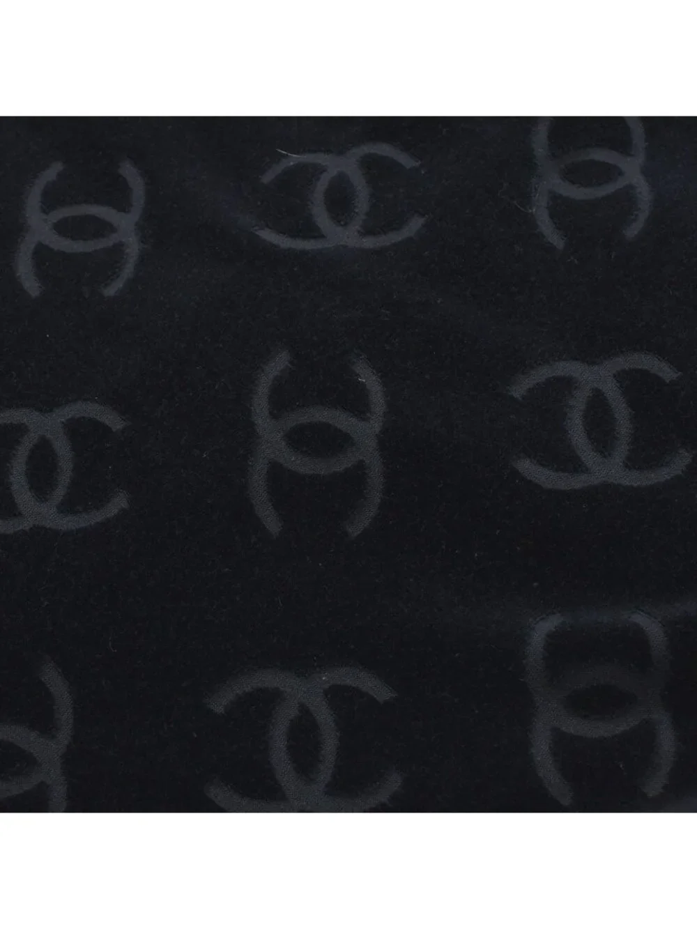 Chanel Jacket Cardigan Vintage CC Logo Coco Buttons Velour Black Silver 40